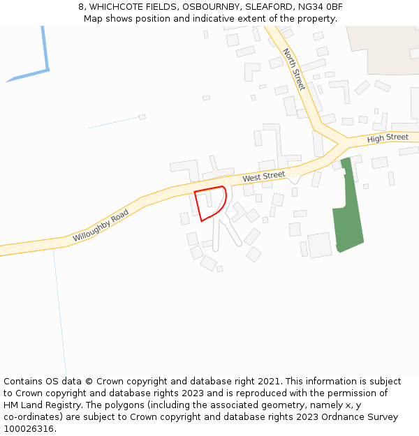 8, WHICHCOTE FIELDS, OSBOURNBY, SLEAFORD, NG34 0BF: Location map and indicative extent of plot