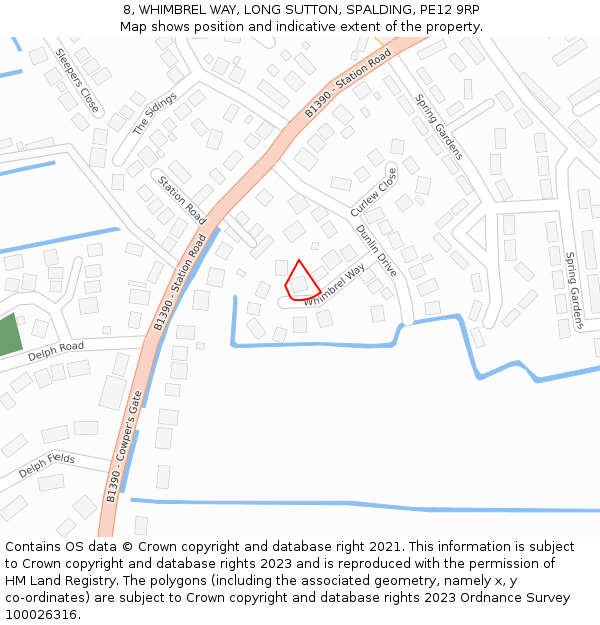 8, WHIMBREL WAY, LONG SUTTON, SPALDING, PE12 9RP: Location map and indicative extent of plot