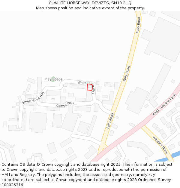 8, WHITE HORSE WAY, DEVIZES, SN10 2HQ: Location map and indicative extent of plot
