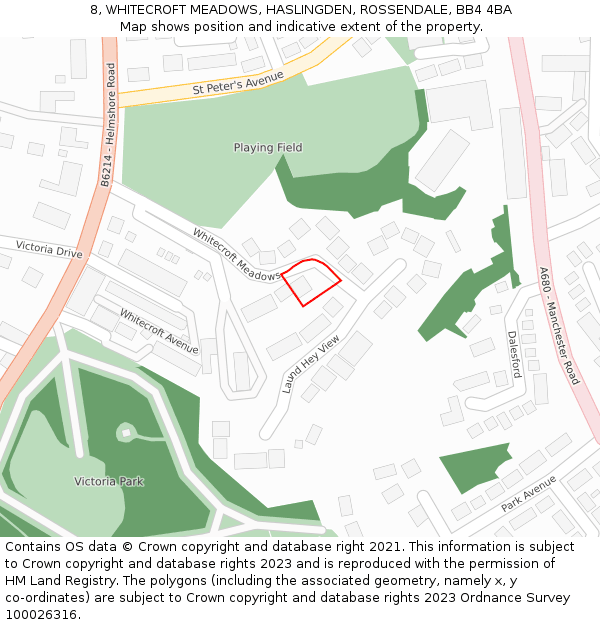 8, WHITECROFT MEADOWS, HASLINGDEN, ROSSENDALE, BB4 4BA: Location map and indicative extent of plot