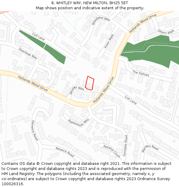 8, WHITLEY WAY, NEW MILTON, BH25 5ET: Location map and indicative extent of plot
