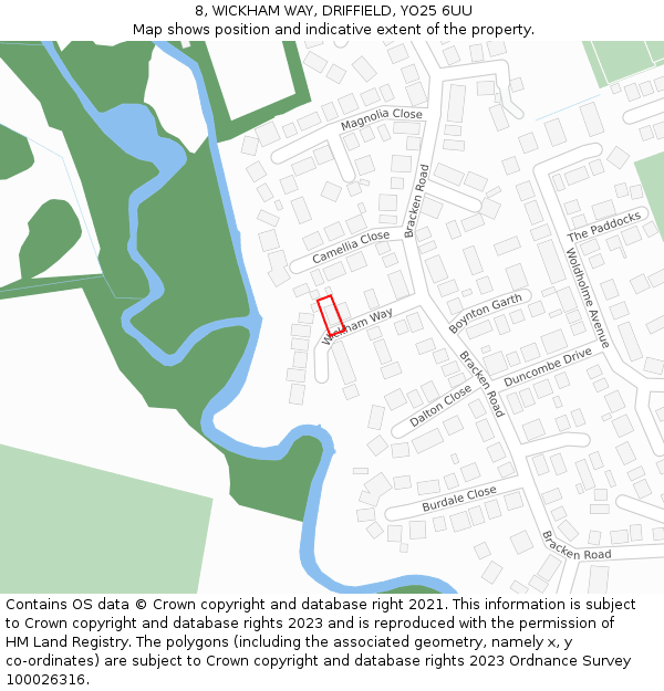 8, WICKHAM WAY, DRIFFIELD, YO25 6UU: Location map and indicative extent of plot