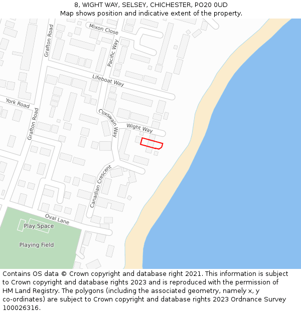 8, WIGHT WAY, SELSEY, CHICHESTER, PO20 0UD: Location map and indicative extent of plot