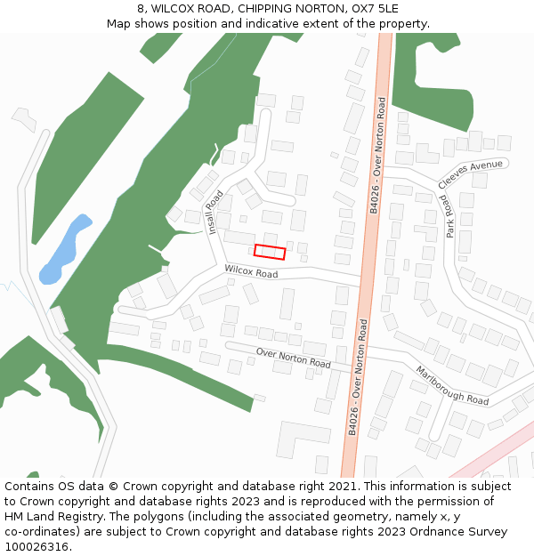 8, WILCOX ROAD, CHIPPING NORTON, OX7 5LE: Location map and indicative extent of plot