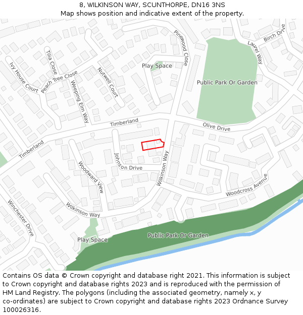 8, WILKINSON WAY, SCUNTHORPE, DN16 3NS: Location map and indicative extent of plot