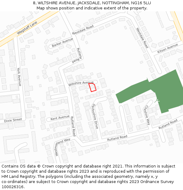 8, WILTSHIRE AVENUE, JACKSDALE, NOTTINGHAM, NG16 5LU: Location map and indicative extent of plot