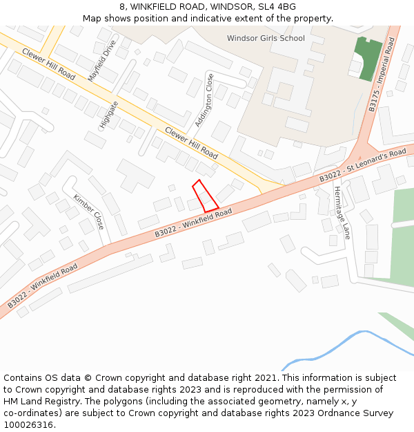 8, WINKFIELD ROAD, WINDSOR, SL4 4BG: Location map and indicative extent of plot