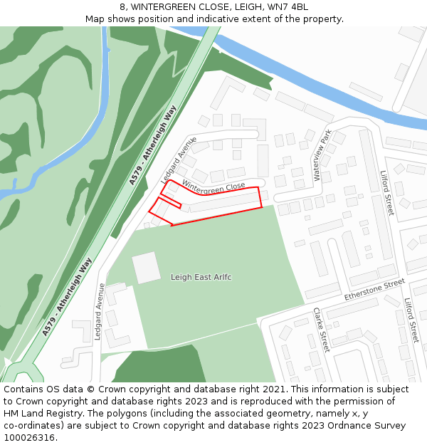 8, WINTERGREEN CLOSE, LEIGH, WN7 4BL: Location map and indicative extent of plot