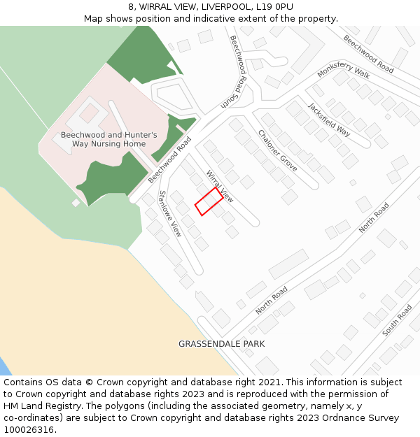 8, WIRRAL VIEW, LIVERPOOL, L19 0PU: Location map and indicative extent of plot