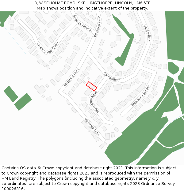 8, WISEHOLME ROAD, SKELLINGTHORPE, LINCOLN, LN6 5TF: Location map and indicative extent of plot