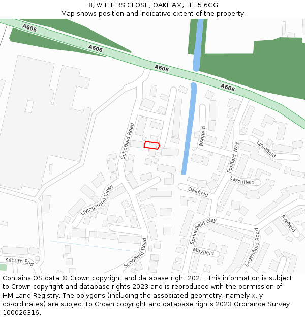8, WITHERS CLOSE, OAKHAM, LE15 6GG: Location map and indicative extent of plot