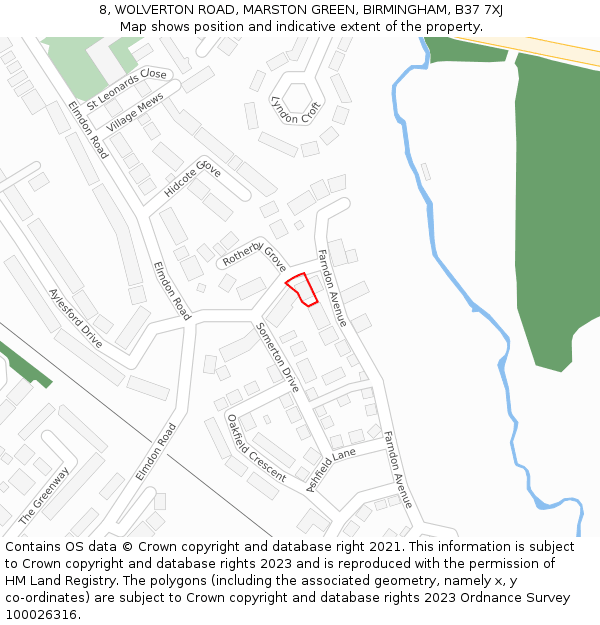 8, WOLVERTON ROAD, MARSTON GREEN, BIRMINGHAM, B37 7XJ: Location map and indicative extent of plot