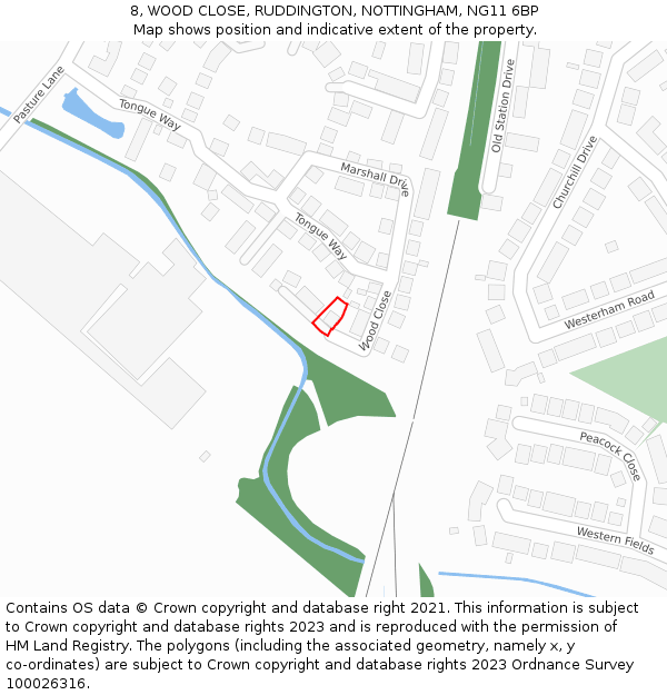 8, WOOD CLOSE, RUDDINGTON, NOTTINGHAM, NG11 6BP: Location map and indicative extent of plot