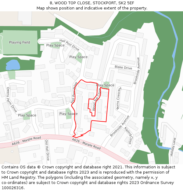 8, WOOD TOP CLOSE, STOCKPORT, SK2 5EF: Location map and indicative extent of plot