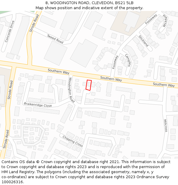 8, WOODINGTON ROAD, CLEVEDON, BS21 5LB: Location map and indicative extent of plot