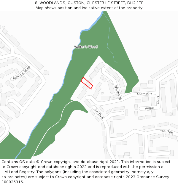 8, WOODLANDS, OUSTON, CHESTER LE STREET, DH2 1TP: Location map and indicative extent of plot