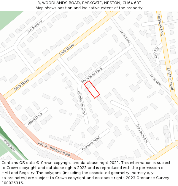 8, WOODLANDS ROAD, PARKGATE, NESTON, CH64 6RT: Location map and indicative extent of plot