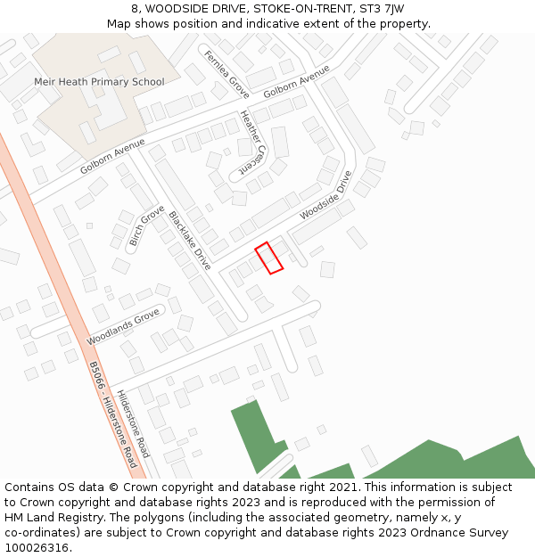 8, WOODSIDE DRIVE, STOKE-ON-TRENT, ST3 7JW: Location map and indicative extent of plot