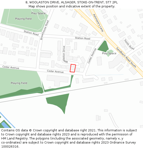 8, WOOLASTON DRIVE, ALSAGER, STOKE-ON-TRENT, ST7 2PL: Location map and indicative extent of plot