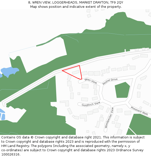 8, WREN VIEW, LOGGERHEADS, MARKET DRAYTON, TF9 2QY: Location map and indicative extent of plot