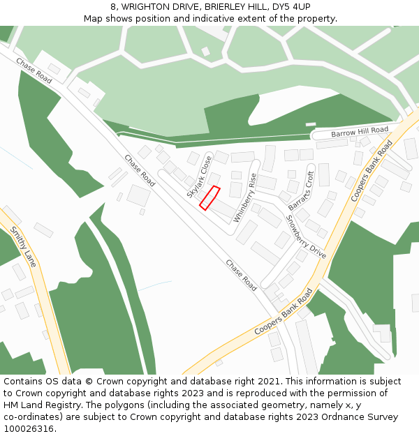 8, WRIGHTON DRIVE, BRIERLEY HILL, DY5 4UP: Location map and indicative extent of plot