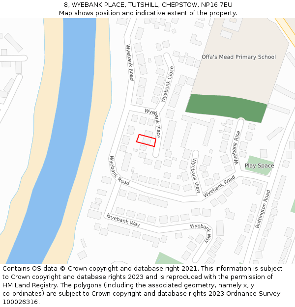 8, WYEBANK PLACE, TUTSHILL, CHEPSTOW, NP16 7EU: Location map and indicative extent of plot