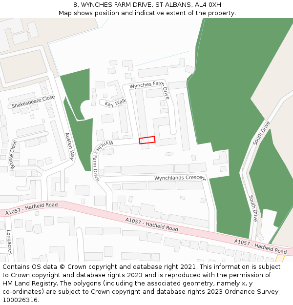 8, WYNCHES FARM DRIVE, ST ALBANS, AL4 0XH: Location map and indicative extent of plot