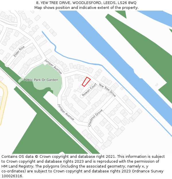 8, YEW TREE DRIVE, WOODLESFORD, LEEDS, LS26 8WQ: Location map and indicative extent of plot