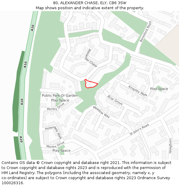 80, ALEXANDER CHASE, ELY, CB6 3SW: Location map and indicative extent of plot