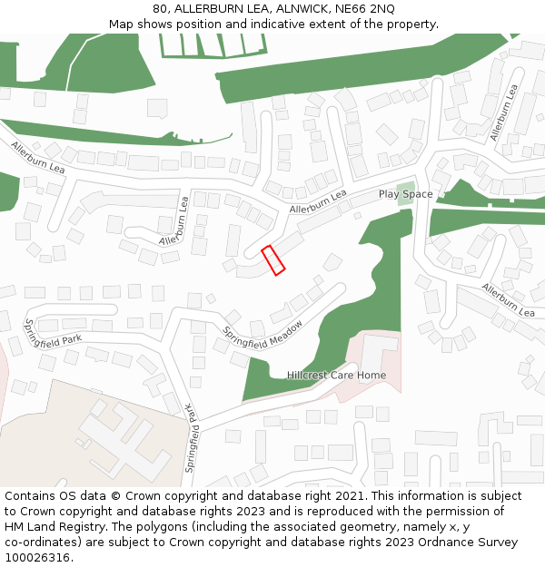 80, ALLERBURN LEA, ALNWICK, NE66 2NQ: Location map and indicative extent of plot