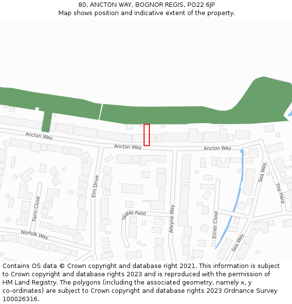 80, ANCTON WAY, BOGNOR REGIS, PO22 6JP: Location map and indicative extent of plot