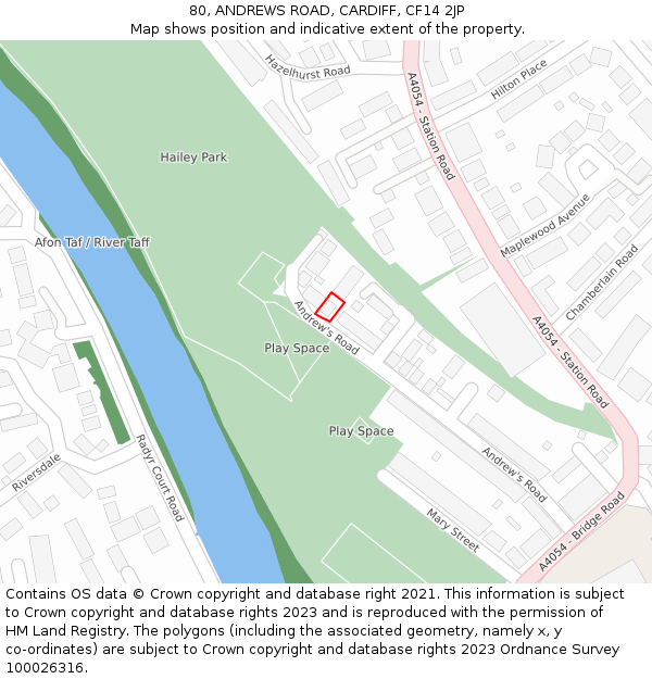 80, ANDREWS ROAD, CARDIFF, CF14 2JP: Location map and indicative extent of plot