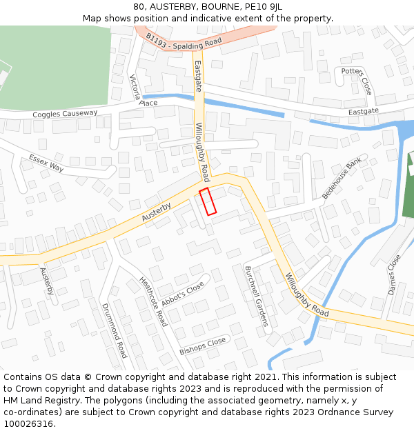 80, AUSTERBY, BOURNE, PE10 9JL: Location map and indicative extent of plot