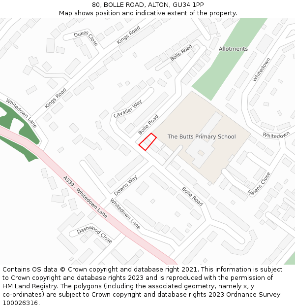 80, BOLLE ROAD, ALTON, GU34 1PP: Location map and indicative extent of plot