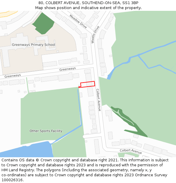 80, COLBERT AVENUE, SOUTHEND-ON-SEA, SS1 3BP: Location map and indicative extent of plot