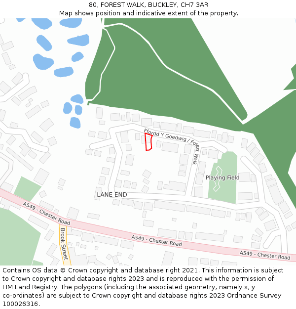 80, FOREST WALK, BUCKLEY, CH7 3AR: Location map and indicative extent of plot