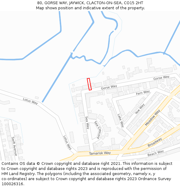 80, GORSE WAY, JAYWICK, CLACTON-ON-SEA, CO15 2HT: Location map and indicative extent of plot