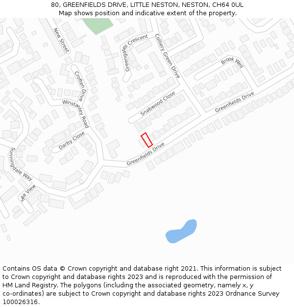 80, GREENFIELDS DRIVE, LITTLE NESTON, NESTON, CH64 0UL: Location map and indicative extent of plot