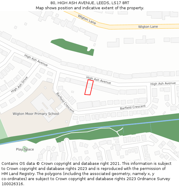 80, HIGH ASH AVENUE, LEEDS, LS17 8RT: Location map and indicative extent of plot