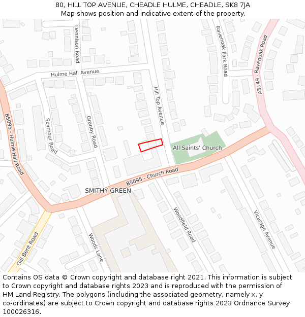 80, HILL TOP AVENUE, CHEADLE HULME, CHEADLE, SK8 7JA: Location map and indicative extent of plot