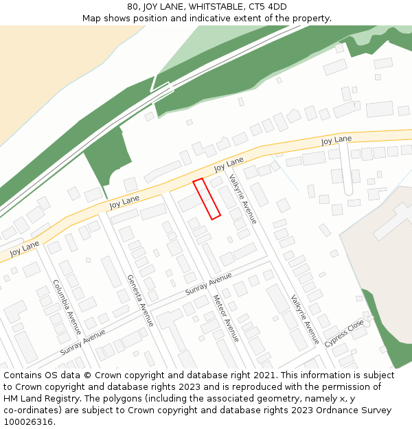 80, JOY LANE, WHITSTABLE, CT5 4DD: Location map and indicative extent of plot