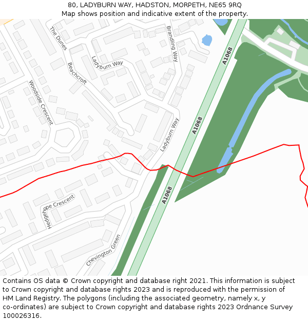 80, LADYBURN WAY, HADSTON, MORPETH, NE65 9RQ: Location map and indicative extent of plot