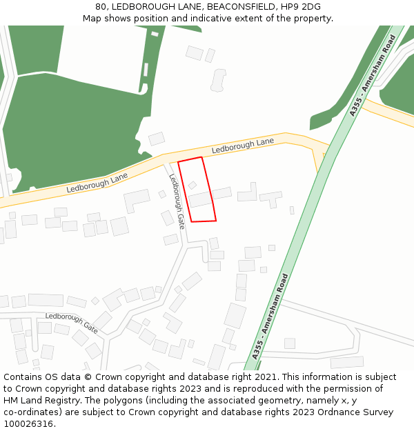 80, LEDBOROUGH LANE, BEACONSFIELD, HP9 2DG: Location map and indicative extent of plot