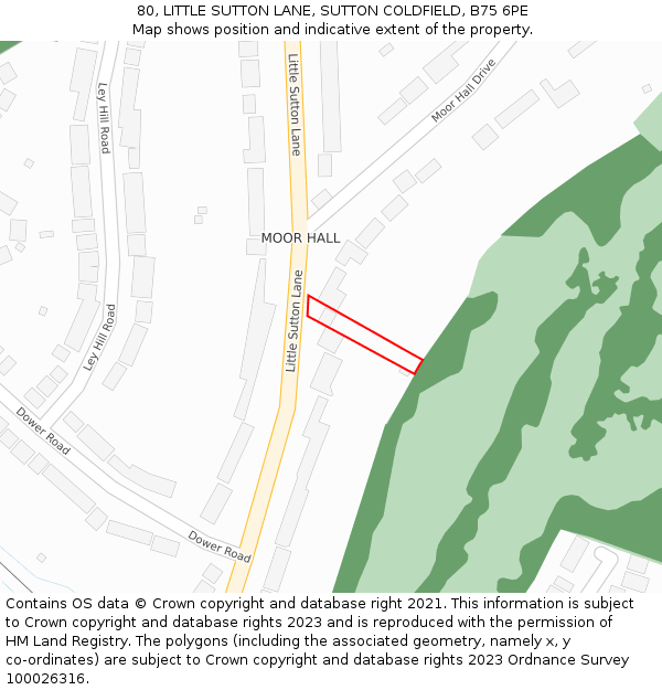 80, LITTLE SUTTON LANE, SUTTON COLDFIELD, B75 6PE: Location map and indicative extent of plot