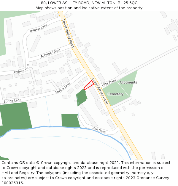 80, LOWER ASHLEY ROAD, NEW MILTON, BH25 5QG: Location map and indicative extent of plot