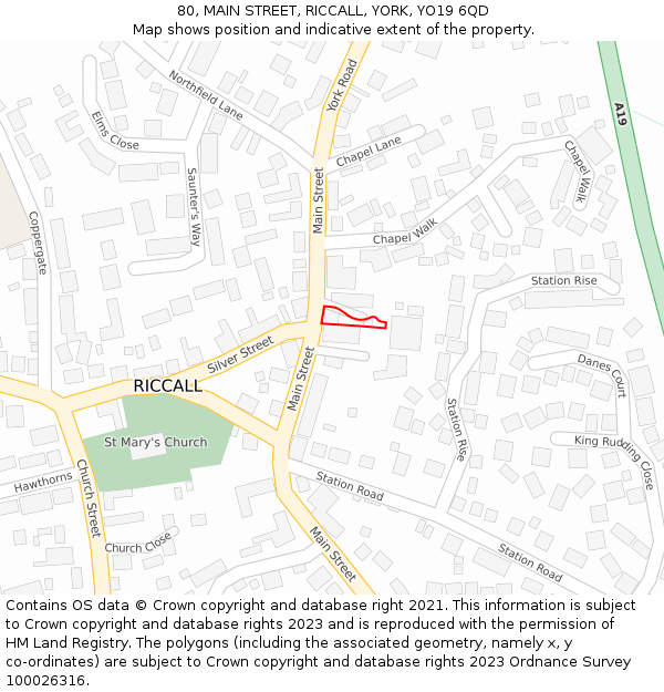 80, MAIN STREET, RICCALL, YORK, YO19 6QD: Location map and indicative extent of plot