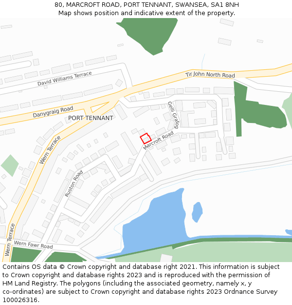 80, MARCROFT ROAD, PORT TENNANT, SWANSEA, SA1 8NH: Location map and indicative extent of plot