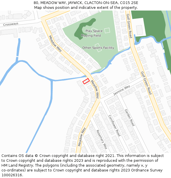 80, MEADOW WAY, JAYWICK, CLACTON-ON-SEA, CO15 2SE: Location map and indicative extent of plot