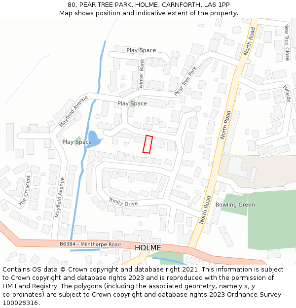 80, PEAR TREE PARK, HOLME, CARNFORTH, LA6 1PP: Location map and indicative extent of plot