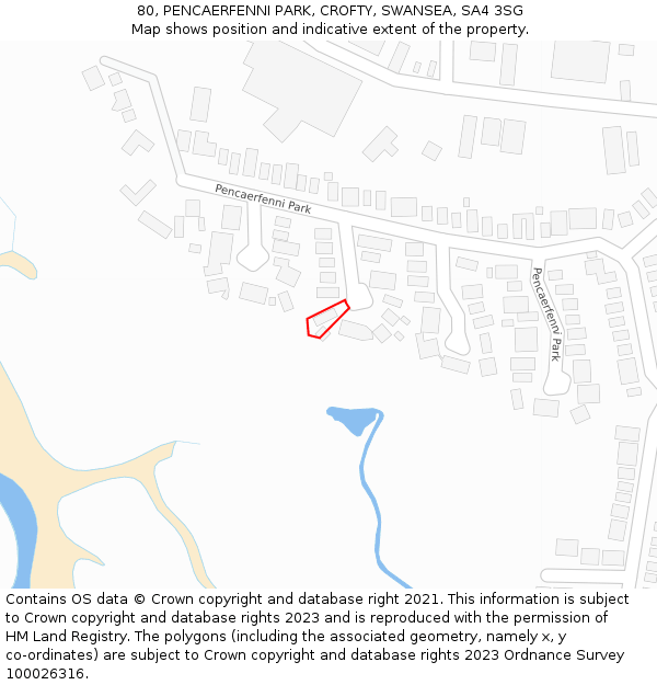 80, PENCAERFENNI PARK, CROFTY, SWANSEA, SA4 3SG: Location map and indicative extent of plot